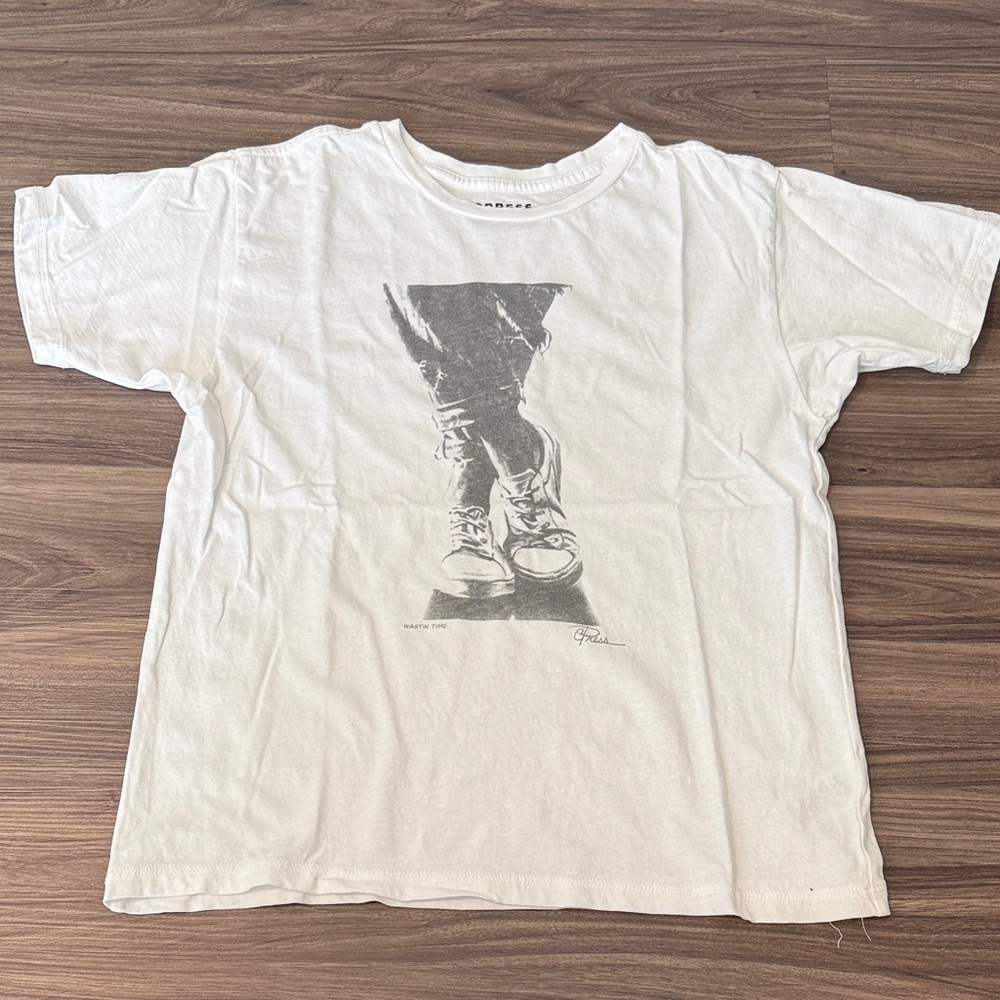 Cpress Studio White Graphic Short Sleeve Tee - Small- Wastin Time Mushie Tee